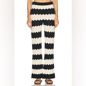 SIMON MILLER Moji Knit Pant Black Ivory Scalloped Wavy Size XS